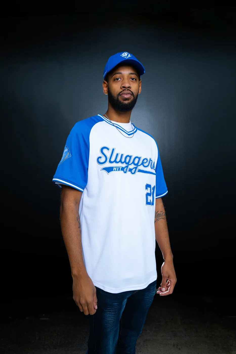 Home Plate Jersey in White / Royal